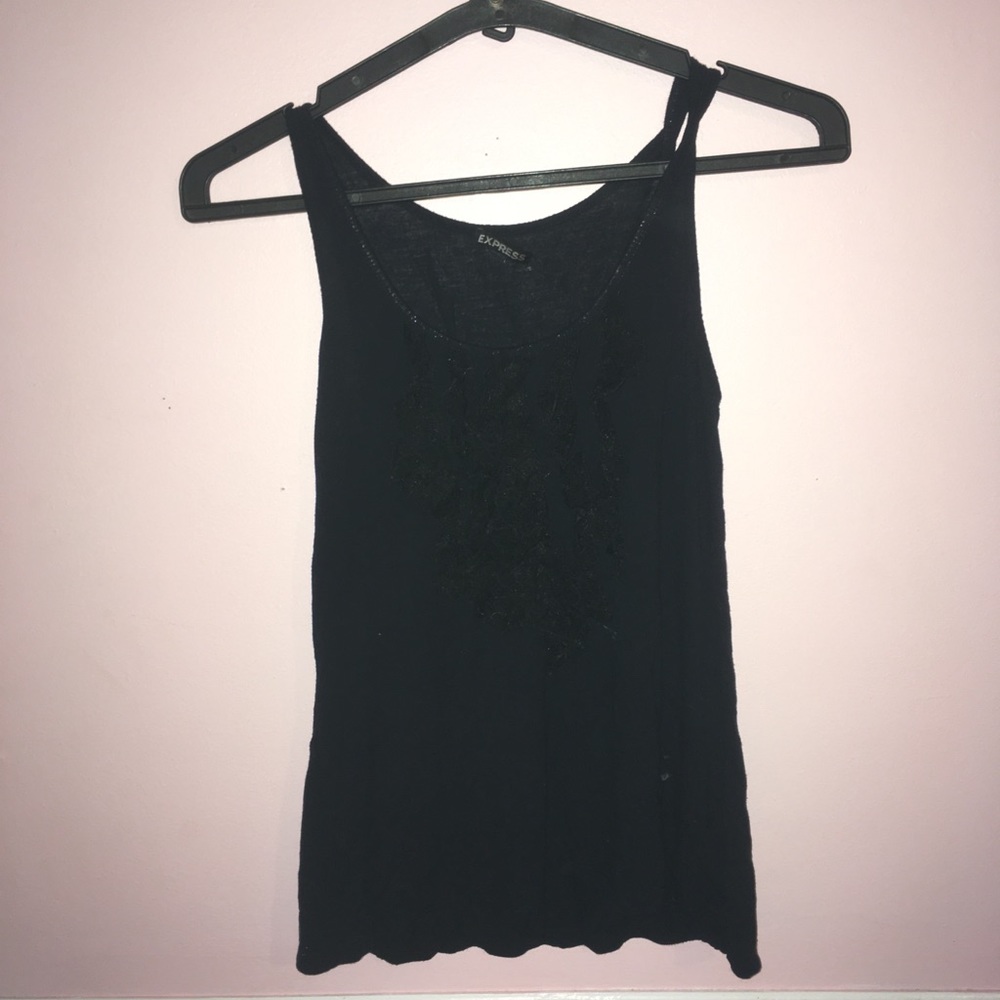 Express black ruffled top